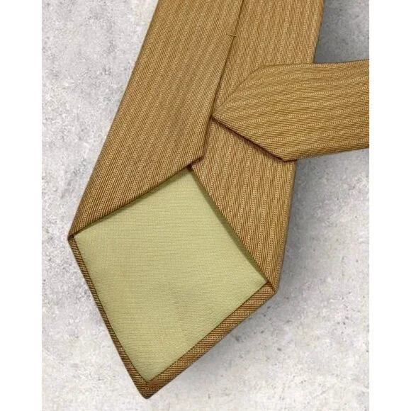 HERMÈS 148 TA Silk Tie FRANCE Beige Striped Geometric W:3.5" EUC - Picture 5 of 6